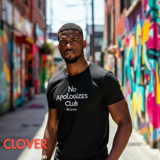 No Apologizes Club – Black Street Tee by Clover Fashion